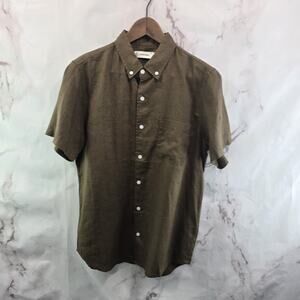 Everlane Shirt Mens Brown Linen Short Sleeve Button Down Chocolate